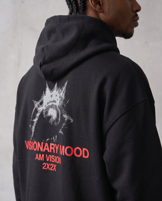 Hoodie oversize Visionary Mood de AM VISION puesto en modelo, idea de regalo streetwear